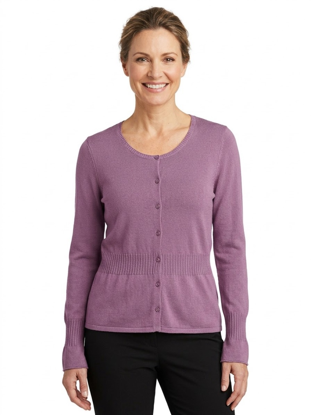 Sigrid Olsen Dusty Lavender Button-Front Cardigan Silk Blend Medium - Picture 2 of 8